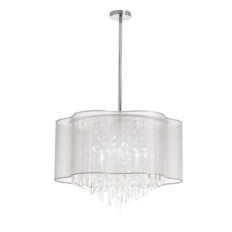 Modern sheer black fabric drum pendant light with convenient bottom white diffuser and nickel pendant light fixtures crystal chandelier drum shade chandelier chandelier hanging lamp ceiling lights cal lighting drum pendant lighting drum chandelier. Dainolite 6 Light Crystal Drum Pendant & Reviews | Wayfair