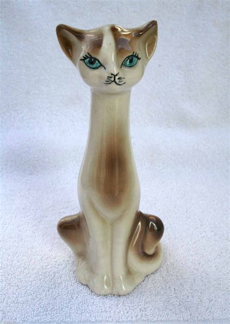 Vintage porcelain siamese cat figurine h4015. Vintage Siamese Cat China Ornament Model Figurine It ...