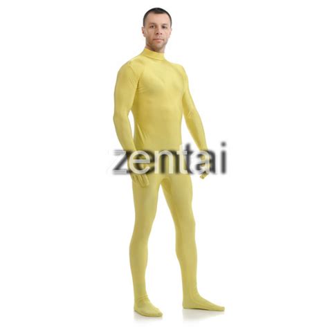 Yellow green man full body suit spandex zip up bodysuit fancy dress costume. Man's Full Body Yellow Color Zentai/Yellow Full Body ...