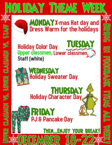 Tvhs christmas spirit week this week! Christmas Spirit Week Flyer / Documents All Documents : Winter spirit week planner, editable ...