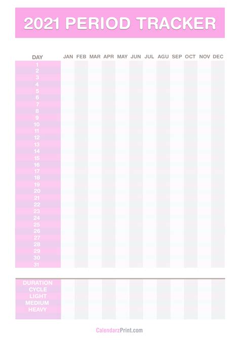 Join our email list for free to get updates on our latest 2021 calendars and more printables. 2021 Period Tracker Calendar, Free Printable PDF, JPG ...