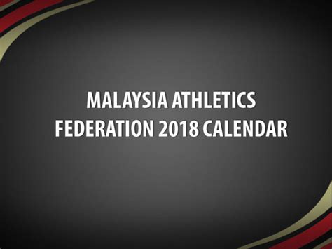 Gst is charged at standard rate of 0% on the part of work performed until 31 august 2018. Malaysia Athletics Federation 2018 Calendar | Singapore ...