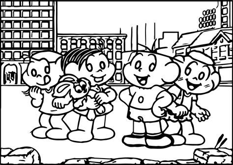 Coloring pages for kids printable worksheets color by numbers printable sheets. Turma Da Monica And Friends At Street Coloring Page ...