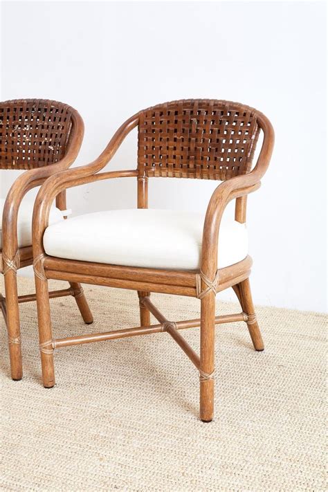 See more ideas about rattan armchair, rattan, armchair. Pair of McGuire Bamboo and Woven Leather Armchairs ...