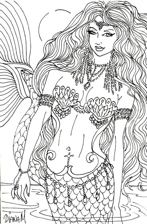 Mermaid coloring pages for adults. Pin on mermaid coloring pages