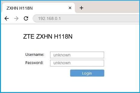 You will need to know then when you get a new router, or when you reset your router. 192.168.0.1 - ZTE ZXHN H118N Router login and password
