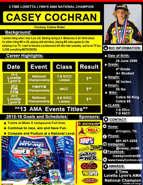 Thank you for your interest in our roost rider athlete program! 14-15 motocross resume template - southbeachcafesf.com