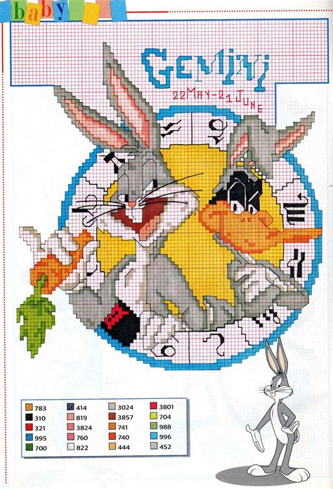 Links preceded by a plus sign (+) require free registration (to that particular site, not to cross stitch pattern central) before viewing. Bugs Bunny and Daffy Duck with zodiac signs - free cross ...