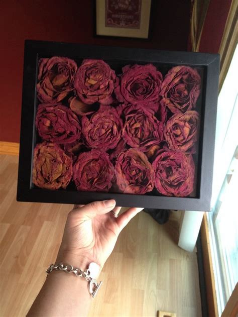 Place your shadow box on your bed side table, on top of the fire mantel, near the front door or hung in your living room. Dried out roses by hanging them upside down and then ...