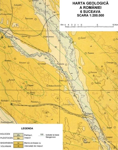 Harta unităţilor geologice precarpatice (de vorland). Extras din harta geologică a României, scara 1:200.000 ...