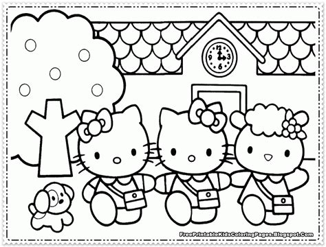 Select the colours to apply to the black and white drawing and colour this pretty character online. Hello Kitty Coloring Pages Girls - Clip Art Library