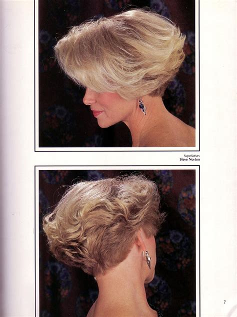 A golden blonde cut and color is a versatile, elegant short haircut for thick hair done with rounded graduation to flow with the shape of the head. Page 007 - Wedge 01b | Running With Scissors 67 | Flickr