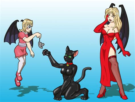 Two demongirls with rubber cat by Vytz on DeviantArt.