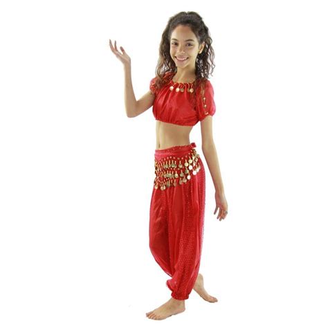Wearing a belly dancing outfit that fits just right and looks fantastic will amaze your audience as well as help you to feel the confidence with the rhythm. Little Lantern 5-Piece Children Belly Dance Costume BELKD003 - Danzcue