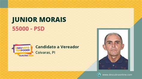 We did not find results for: Junior Morais 55000 PSD Candidato a Vereador Coivaras, PI