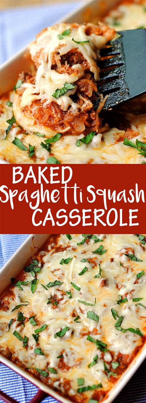 Cut spaghetti squash in half lengthwise. Baked Spaghetti Squash Casserole | Eat Yourself Skinny ...