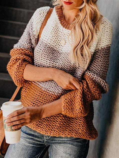 I've never had to do any seams or if you do knit sweaters in pieces, it also helps to keep the edges from rolling while you're seaming them, so you might want to block before assembling. Ybenlow Womens Color Block Oversized Crewneck Sweaters ...