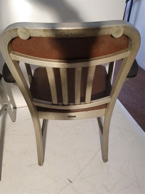 Made of recycled aluminum, this chair can be fully recycled and made into something else at the end of its very long, useful life. Aluminum Good Form Navy + Art Metal Construction Chairs Remington Rand For Sale at 1stdibs