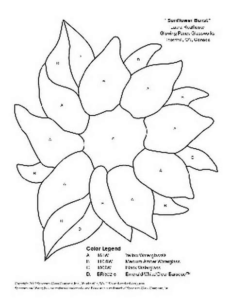 Free printable stained glass lettering patterns, numbers, clip art, and alphabet font. Free Stained Glass Pattern 2195-Sunflower Burst-P2195
