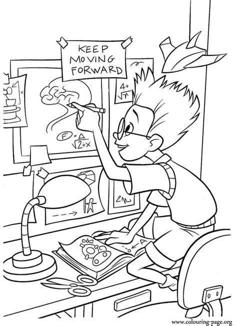 Lego movie 2 coloring page. Meet the Robinsons - Lewis studying coloring page