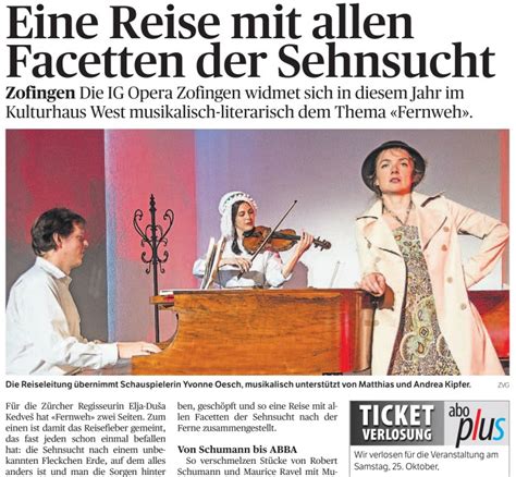 Das «zofinger tagblatt» berichtet über alles, was sie von einer guten tageszeitung erwarten. IG Opera Zofingen