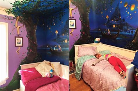 Disney magic home for vacation. Mom Paints Tangled Wall Mural for Her Daughter's Bedroom ...
