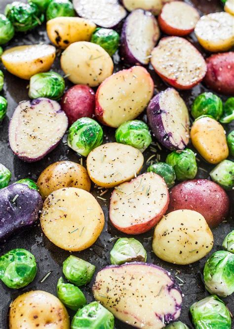 You barely have to do anything to rainbow chard to make it taste good! Rosemary Balsamic Baby Potatoes and Brussels Sprouts oven ...