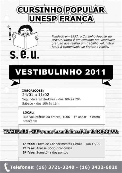 A unesp de franca conta com a faculdade de ciências humanas e sociais (fchs) e é um pólo de unesp de franca endereço: Coletivo KRISIS!: CURSINHO POPULAR UNESP FRANCA - PROCESSO ...