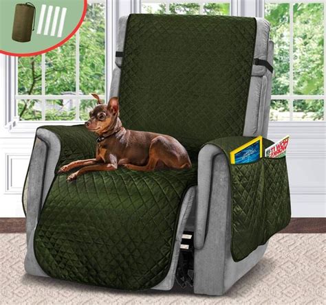 A simple and inexpensive fix to this problem is to buy the best dog couch covers that will stay in place. Recliner Arm Chair Covers With Side Pockets Remote Storage ...