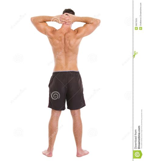 The farthest or reverse side : Sports Man Showing Muscular Body. Rear View Stock Image ...