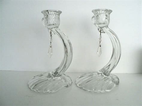 Spectacular rosenthal crystal prism cut votive tea light candle holder. Pair CAMBRIDGE Caprice Shell Candle Holder w/ Hanging ...