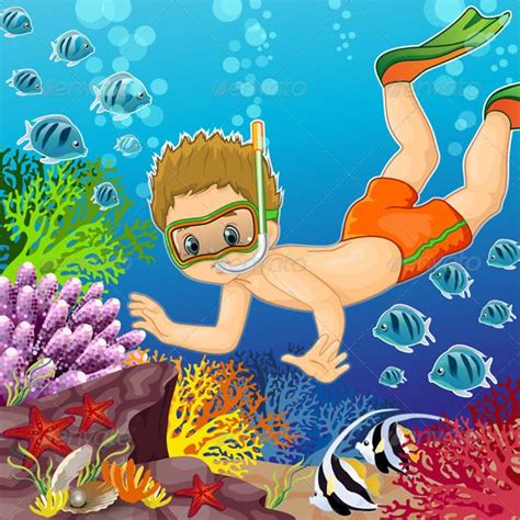The best selection of royalty free under the sea drawing vector art, graphics and stock illustrations. Boy Under the Sea | Festa fundo do mar decoracao, Ideias ...
