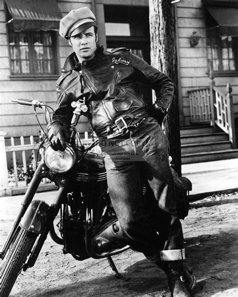 In 1953, brando also starred in the wild one riding his own triumph thunderbird 6t motorcycle which caused consternation to triumph's importers, as the subject matter was rowdy motorcycle gangs. MARLON BRANDO IN THE FILM "THE WILD ONE" - 8X10 PUBLICITY ...
