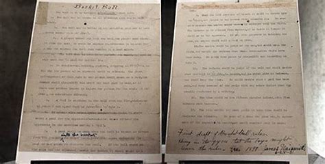 Naismith put the baskets at each end of the gym, nailed 10 feet above the floor. Historic basketball paper reveals Canadian origins; fetches $4.3 million - Sport - DAWN.COM