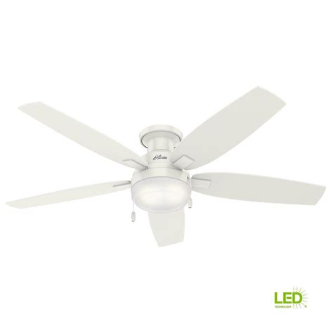 Outdoor ceiling fan phuket white 132 cm / 52 pull cord and cane style blades. Hunter Duncan 52 in. LED Indoor Fresh White Flush Mount ...