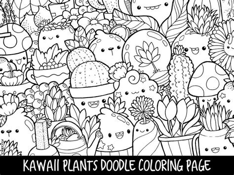 Kawaii food coloring pages 4. Plants Doodle Coloring Page Printable Cute/Kawaii Coloring ...