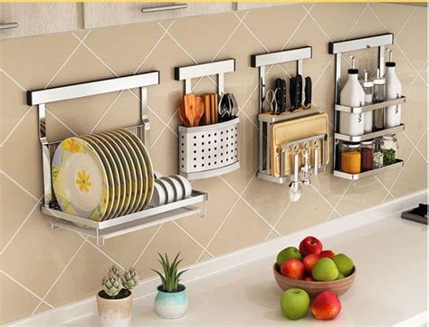 This cabinet will suit any home office decor thanks to its classic design. Metal Hanger Wall Hanging Steel Kitchen Rack Movable ...
