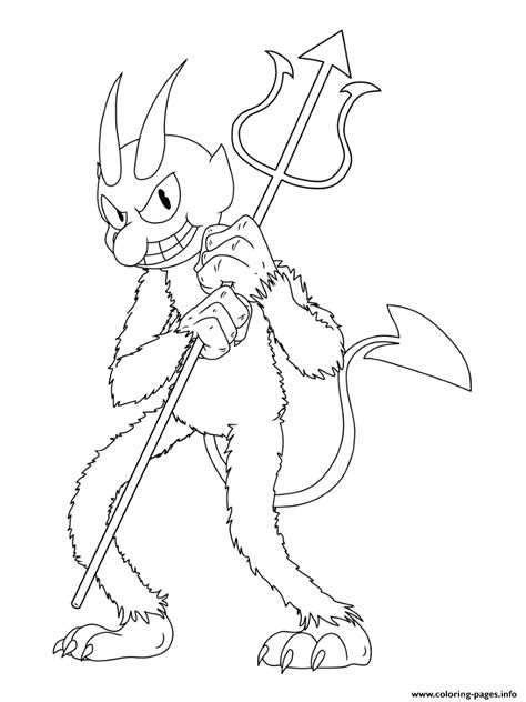 Coloring pages of the game cuphead.in cuphead, the player controls cuphead, a little white man with a coffee cup as his head. Cuphead Devil Coloring Pages Printable