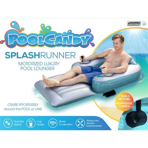 It can be used in all bodies of water, barring inclement weather. Poolcandy Splash Runner 2.5 Motorized Inflatable Pool Lounger | Pool lounger, Inflatable pool ...