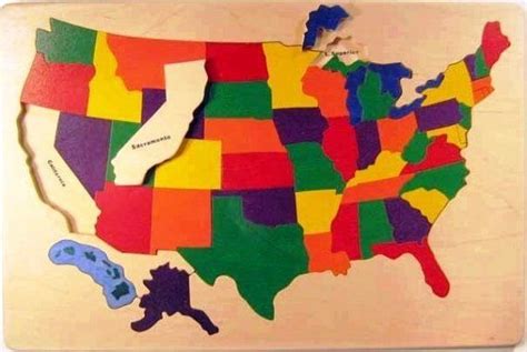 Find the ryman auditorium, memphis bbq, or bristol racing icons as you assemble. Wooden USA Map Puzzle with States and Capitals by ...