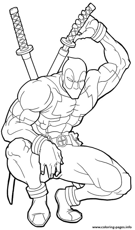 Our coloring pages are free and classified by theme, simply choose and print your drawing to color for hours!we have coloring pages for all ages, for all occasions and for all holidays. Deadpool Superhero Marvel Coloring Pages Printable