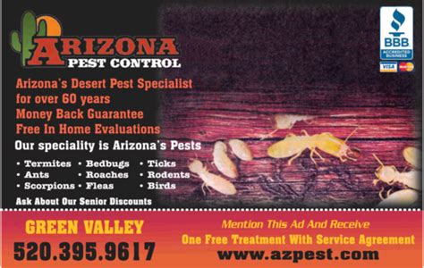 Eco pest in tucson, az provides customers with trusted pest control that is 100% natural. Arizona Pest Control - GreenValleyLocal.com