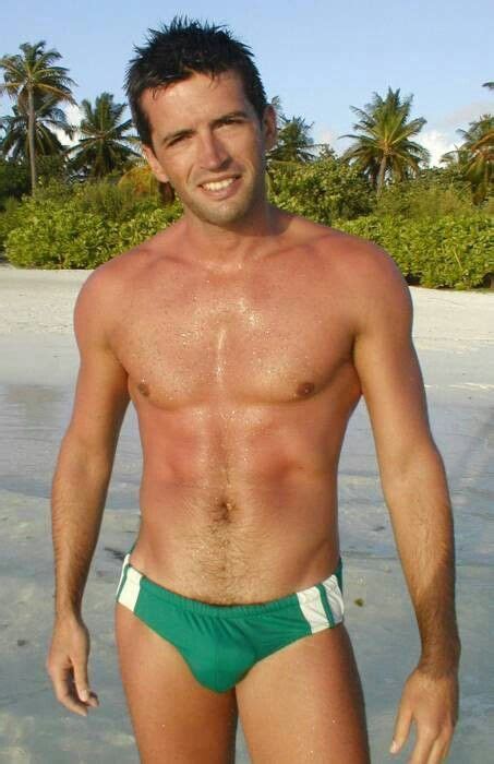 I love the briefs, bulge, and tucked in shirt. Pin on Green Men Swimwear