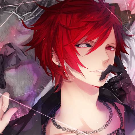 Anime boy grey hair red eyes. Executioner Seiyren | Anime boy hair, Red hair anime guy ...