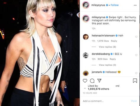 Miley cyrus has never shied from showing off her body. Miley Cyrus Joked About Fashion Week Nip Slip on Instagram