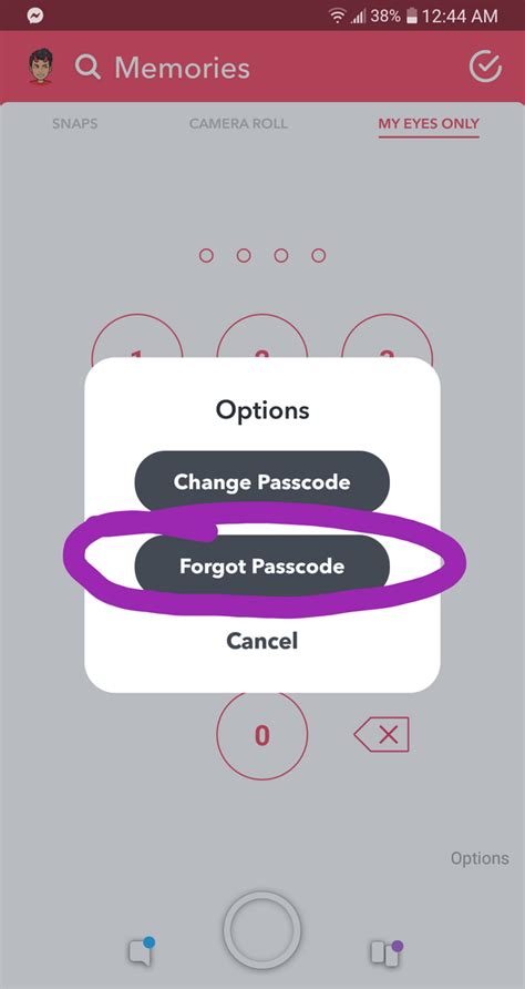 The only way to access your snaps in my eyes only is if you know the passcode (or passphrase, if you've set one up). How to recover my eyes only password in Snapchat - Quora