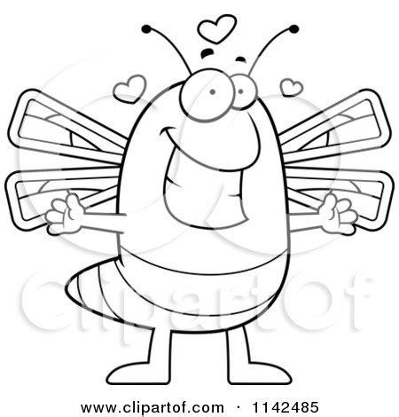 Download 5,567 dragonfly free vectors. Cartoon Clipart Of A Black And White Loving Dragonfly ...