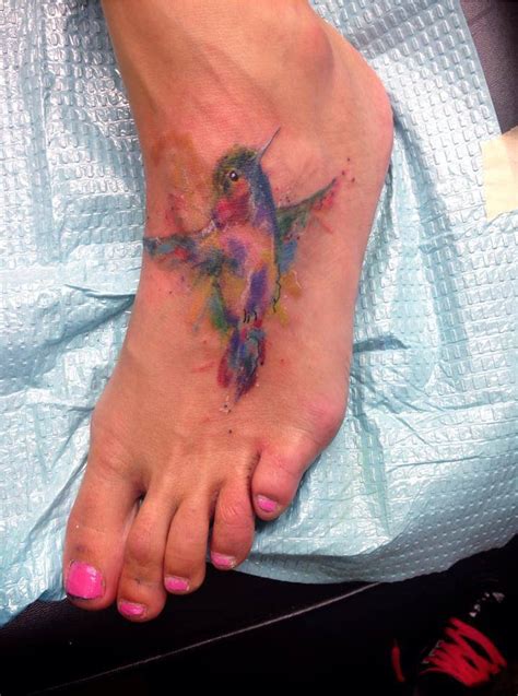 Check spelling or type a new query. Watercolor Hummingbird tattoo on foot - Tattoo.com