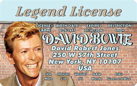 Interested in the david's bridal® credit card? Wholesale Novelty Fake IDs - David Bowie