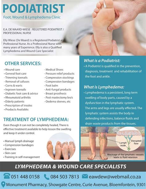 The bloemfontein branch is situated in the free state province, better known as the judicial capital of the country. Podiatrist in Bloemfontein :) Tel: 051 448 0158 Cell: 084 ...